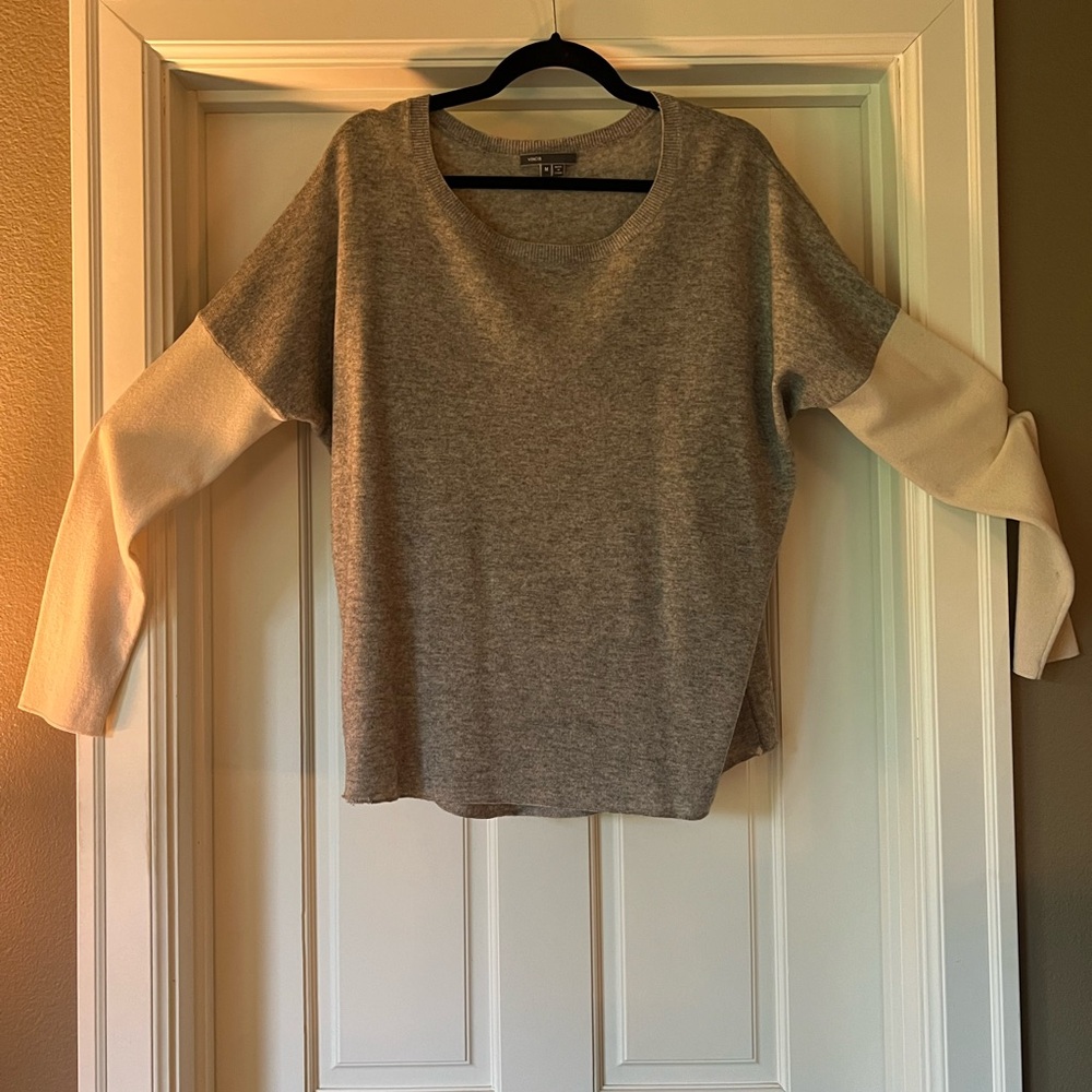 Vince cashmere grey and cream sweater